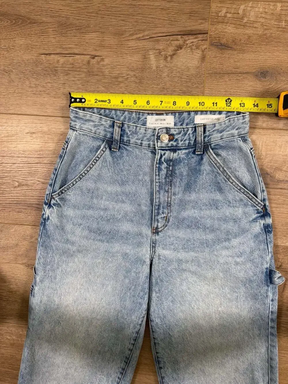 Cotton On Carpenter Jeans Womens 4 Acid Wash Blue High Rise Wide Leg Utility